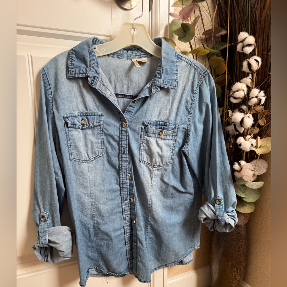 Denim soft Button-Up Shirt